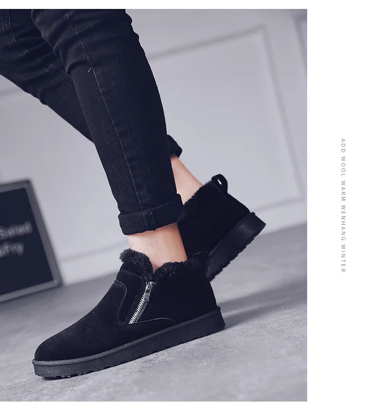 men women winter warm work boots with plush fur casual lightweight ankle boots waterproof anti-skid outdoor sneakers sports shoes couple unisex plus size shoes (38)