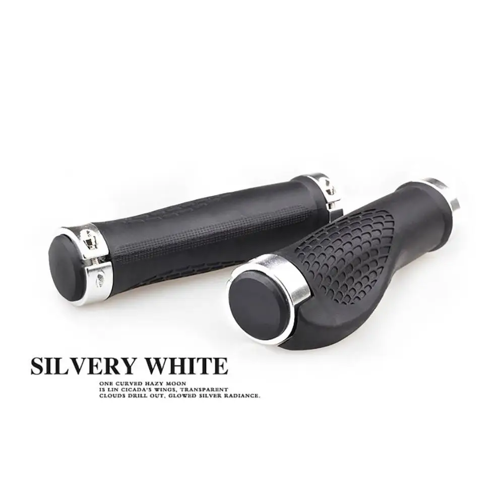 silver white 1 пара Универсальный TPR прочный ударопрочный Противоскользящий замок эргономичный дизайн ручка для MTB велосипеда складной велосипед - Цвет: silver white