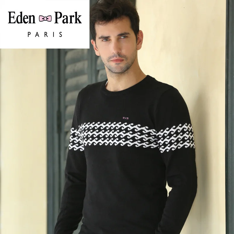 Модный бренд Eden Park полосатый Печатный хлопковый Мужской пуловер свитера Повседневный вязаный мужской свитер пуловер Одежда