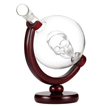 

Practical Design Wooden Rack Rotate Skull Vodka Bottle Skull Bottles Unique Gothic Wine Vodka Decanter