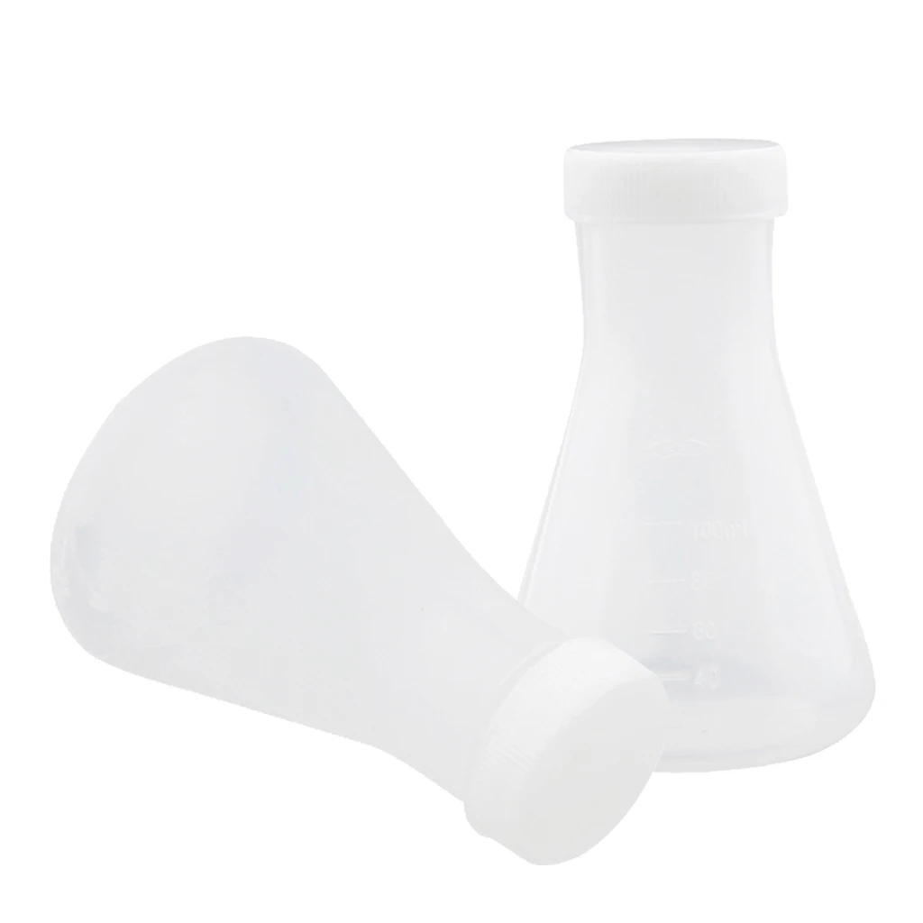 2 Piece 100ml Laboratory Thickened Plastic Conical Flask Erlenmeyer with Cap 2 Piece 100ml Laboratory Thickened Plastic Conical Flask Erlenmeyer with Cap