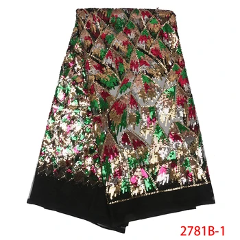 

Hot Sales French Net Lace Fabric 2019 Latest African Sequins Lace Embroidery Sequence Lace Fabric for Dress AMY2781B-1
