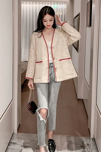 Винтажные свободные модные Chaqueta Mujer с v-образным вырезом Короткое повседневное женское пальто повседневные корейские карманные однобортные куртки