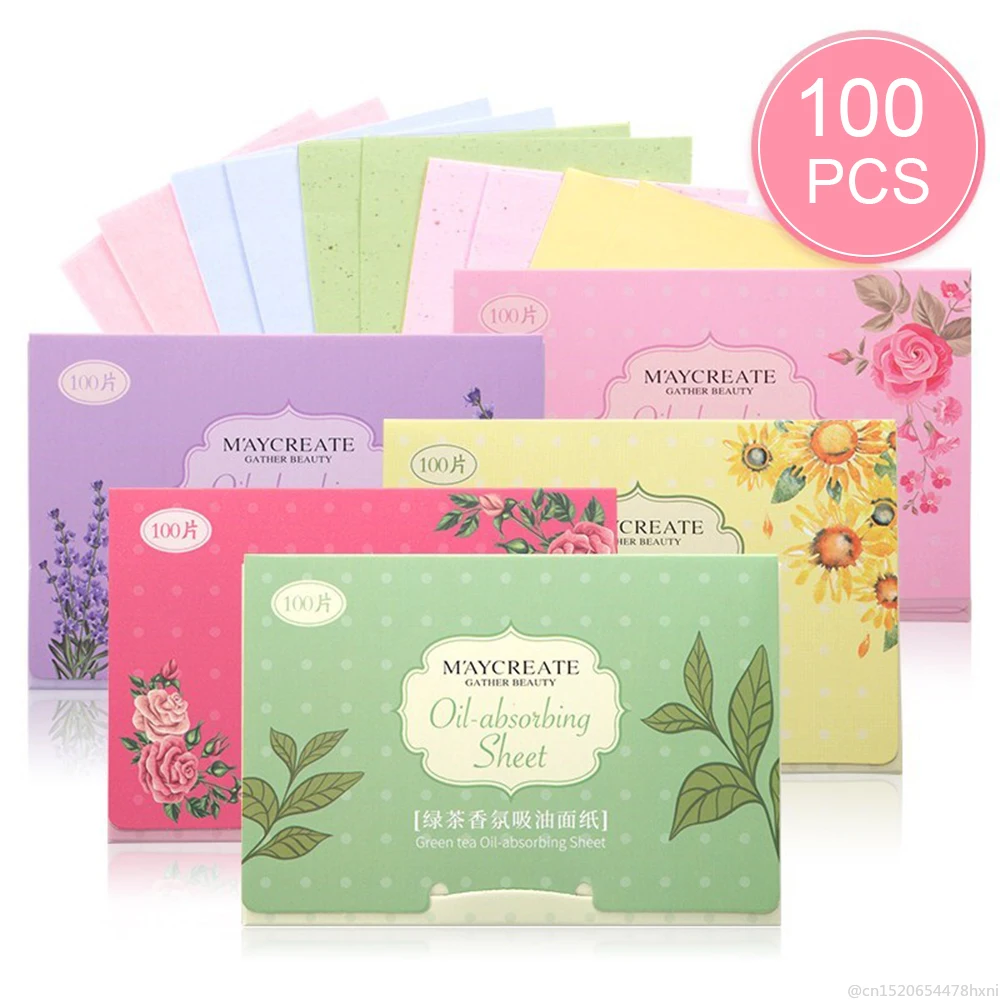 

100sheets/bag Oil Blotting Paper Lavender Green Tea Chamomile Oil Control Sheets Face Cleaning Absorbent Paper Makeup Tool TSLM1