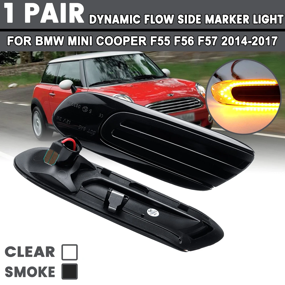 

281KM 2Pcs Dynamic Led Side Repeater Indicator Light Flowing Side Marker Signal Lamp Light for Bmw Mini Cooper F55 F56 F57 14-17