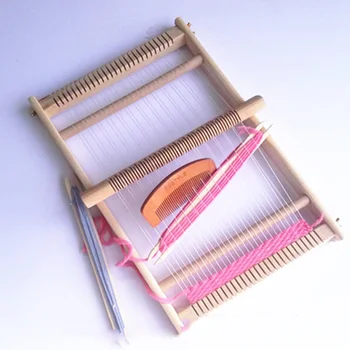 

Large Size DIY Hand-Knitting Wooden Loom Toys Children Weaving Machine Intellectual Development Loom Toys(Random Color of Wool)