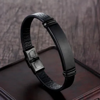 

Fashion All-match Stainless Steel Titanium Ornament Korean Fashion Genuine Leather Bracelet Woven Bracelet