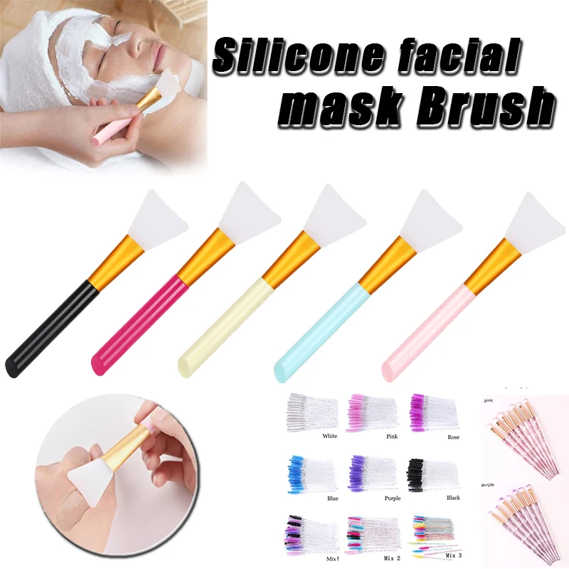 3 Types Multiple Colour Disposable Eyelash Makeup Brushes Eye Silicone Facial Mask Brush |