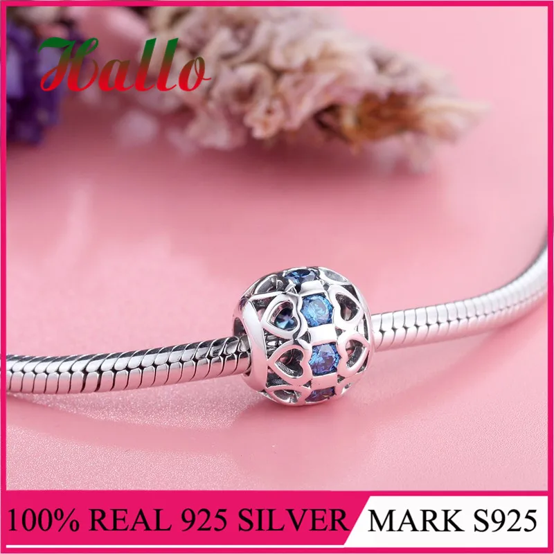 Ажурное Сердце Хрустальные Подвески encantos de plata 925 для изготовления ювелирных изделий Подходит Браслеты diy аксессуары