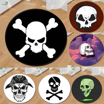 

Area Rug for Bedroom Space Halloween Horror Skull Bone Print Round Carpet Rugs for Living Rooms Floor Mat Computer Chair Mat