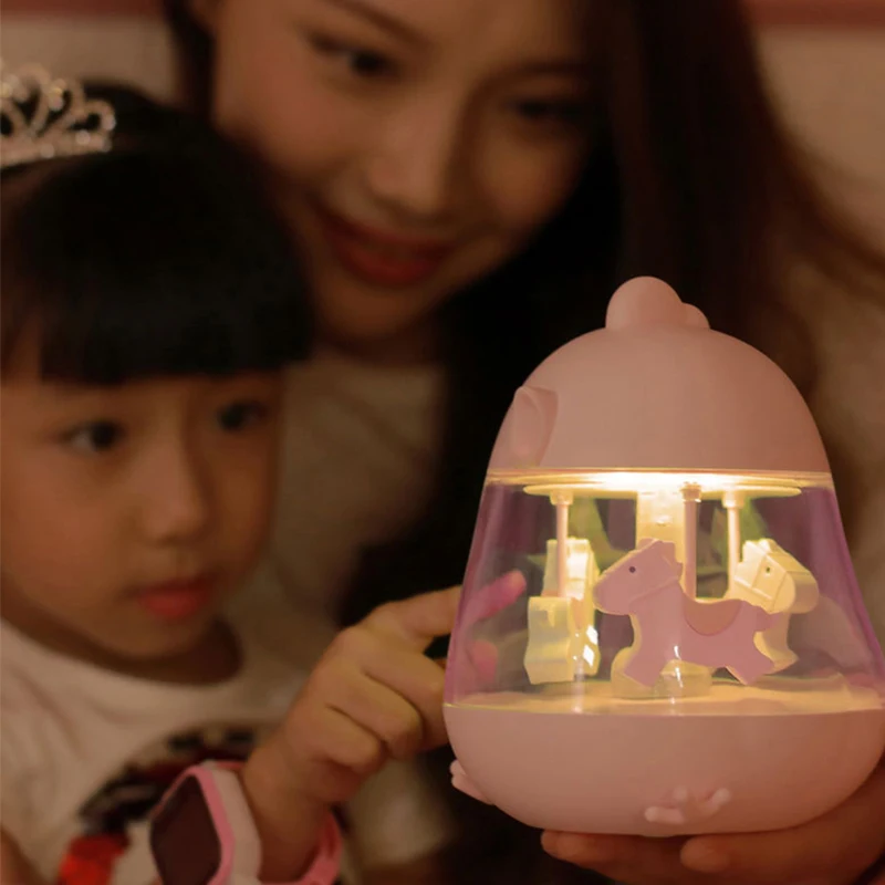 LED Night Light For Children Chick Shape Press Sensor Lava Lamp Music Player Cartoon Kid Led Lights Baby Music Box With Rotate