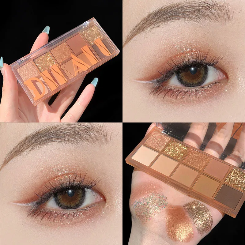 10 Colors Eyeshadow Palette Pearly Matte Eye Shadow Shiny Sequins Shadows Pigments Long Lasting Korean Makeup Cosmetics eye shadow eye shadow plate
