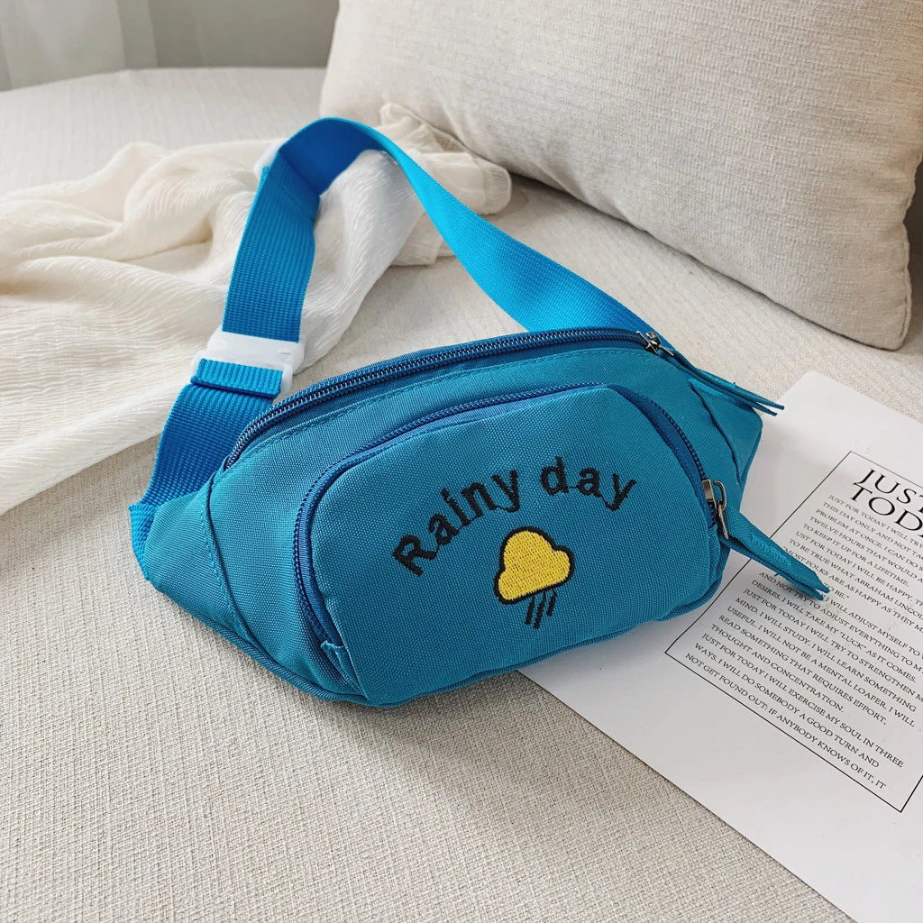 2019 Hot Sale Solid Color Child Joker Crossbody Waist Purse Cartoon Canvas Zipper Chest Bags Pocket Pocket Shoulder Bag 826