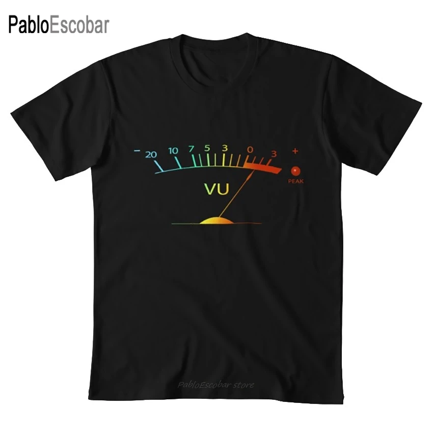 Винтажная стерео футболка VU Meter hi-fi градиентный цвет студийный динамик вертушка