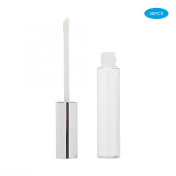 

10ml/pc 50pcs Refillable Lip Gloss Bottle DIY Empty Lip Oil Tube Container Makeup Tool With Silver Cap
