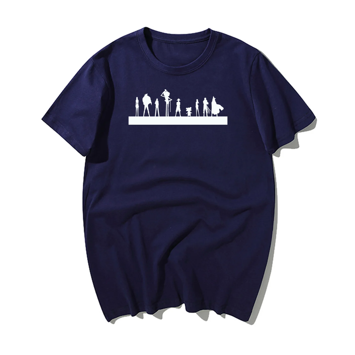 Navy Blue 5 Брендовая цельная футболка, Мужская футболка с королем пиратов, Мужская футболка с Луффи, летняя новинка, японское аниме, Хлопковая мужская футболка с коротким рукавом - Цвет: Navy Blue 5