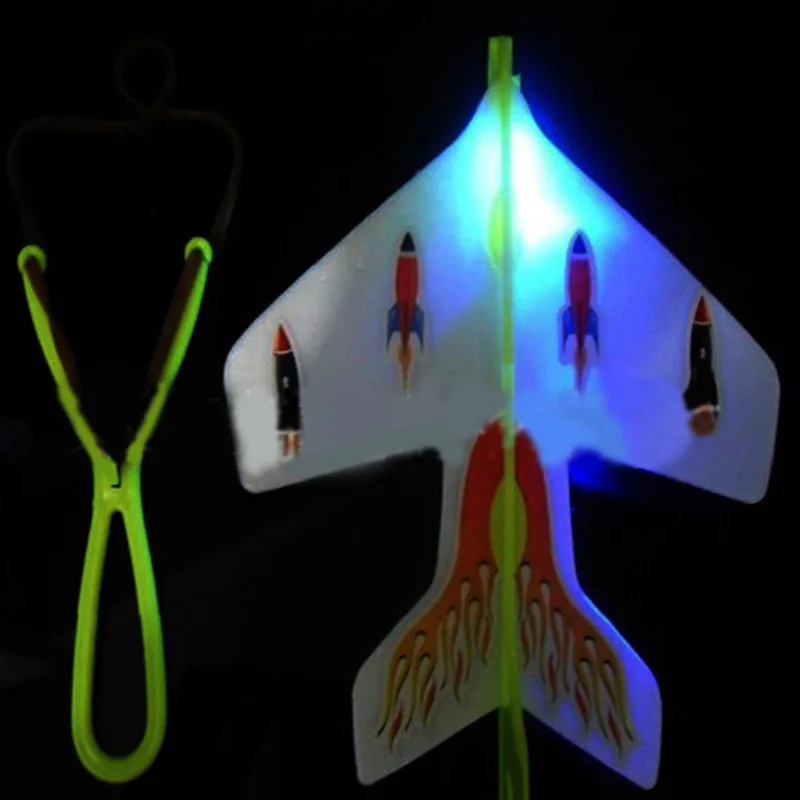 New Slingshot LED Light Flare Catapult Airplane Glider Plastic Toy for Children Outdoor Funny Toys Gifts Flying Kids Toy