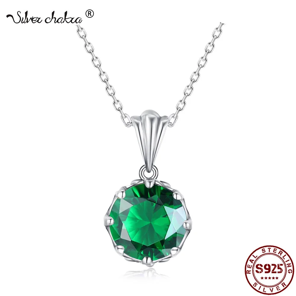 

SILVERCHAKRA Sterling 925 Silver Pendant Necklace For Women Emerald Gemstone Flower Filigree Boho Handmade Unique Luxury Jewelry