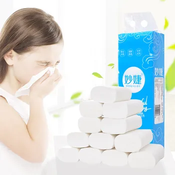 

12 Rolls Toilet Tissue Paper Strong Soft 4-ply Thickened Toilet Paper Roll Household Bathroom Tissue Giant Roll Papel Higienico
