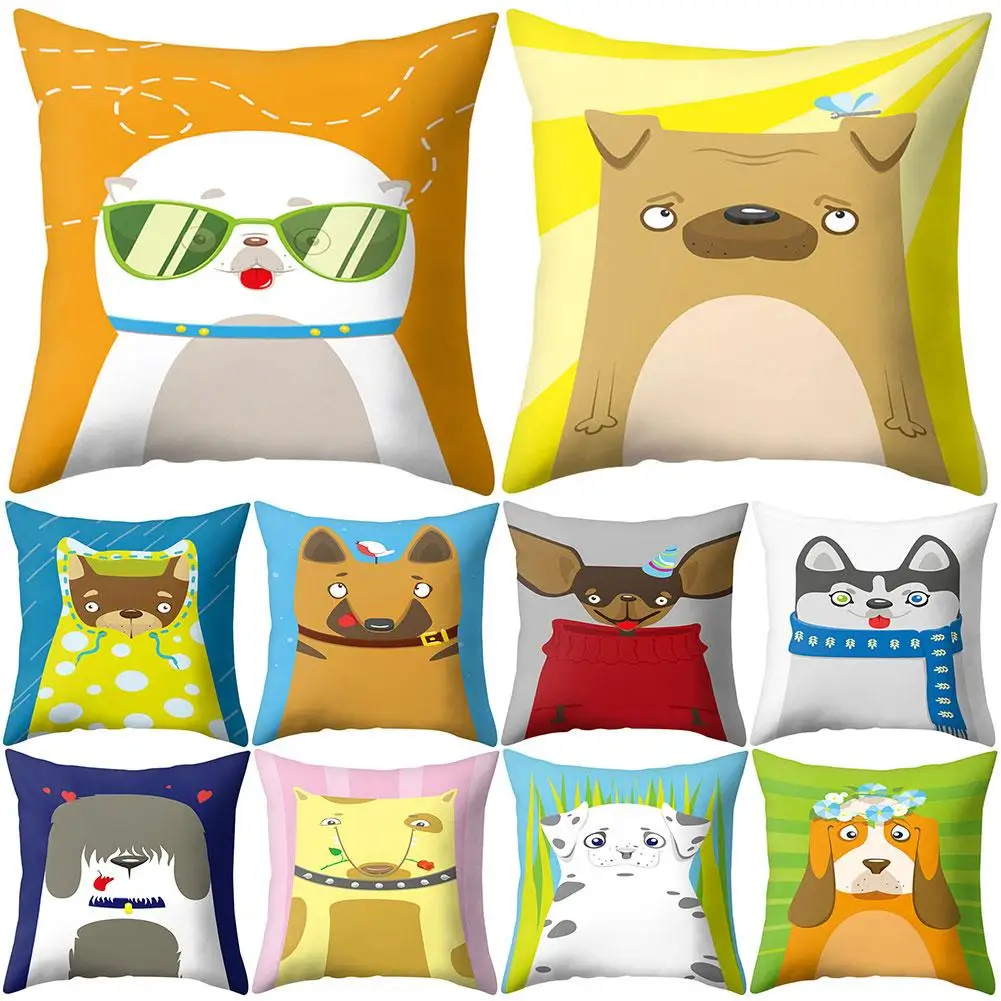 Pillowcase Cushion Cover 45*45 Animal Dog Bear Print Sofa Decorative Cushions Pillow Cases Polyester Home Decor Covers | Дом и сад
