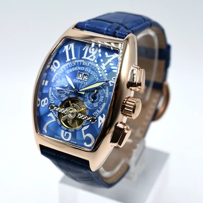 Механические часы Tourbillon, мужские роскошные часы от ведущего бренда CASENO, кожаный ремешок, мужские автоматические часы с скелетом, Прямая поставка, мужские часы