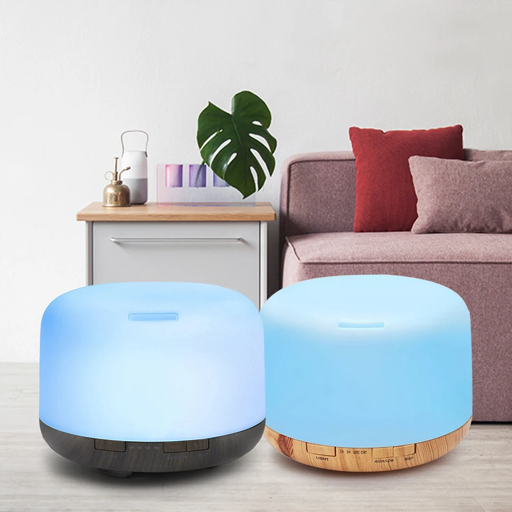 FUNHO 500ml Ultrasonic Air Humidifier led light wood grain Aroma Essential Oil Diffuser aromatherapy mist maker Remote Control