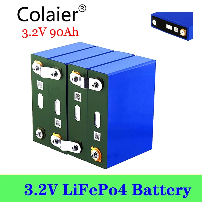 4pcs colaier 3.2V 90Ah Lifepo4 Battery CELL NEW for DIY 12V 24V 48V RV Pack Diy Solar EU US TAX FREE UPS or FedEx