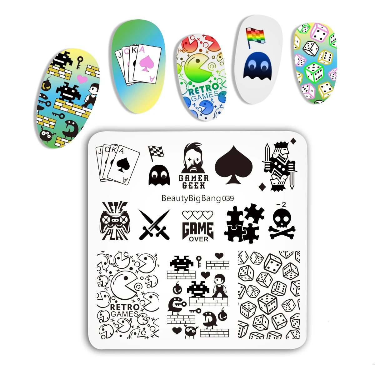 

BEAUTYBIGBANG 6*6cm Nail Stamping Plates Flower Game Theme Nail Art Stamp Image Template Manicure Stencils Nail Decoration