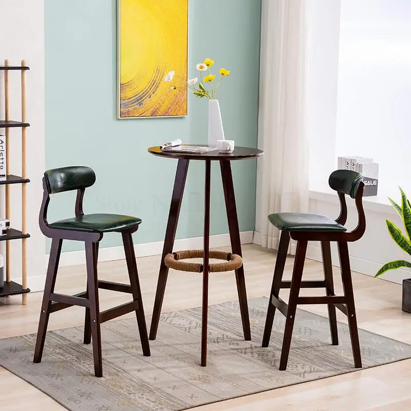 Interpretativo dos semanas Exclusivo Mesa alta de madera maciza, mesa redonda pequeña y sencilla, mesa de centro  para el hogar, bar, combinación de sillas| | - AliExpress