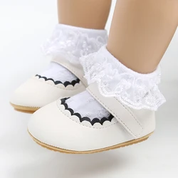 Chaussures de premiers pas antidérapantes en cuir PU pour bébés filles de 0 à 24 mois, semelle souple avec crochet et boucle, Mary Jane 