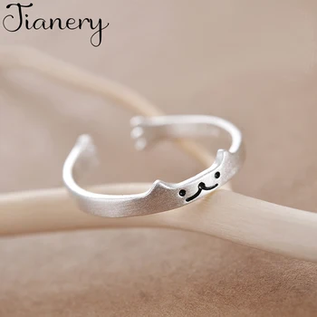 

JIANERY Bohemian Vintage 925 Sterling Silver Cat Rings For Women Open Finger Rings Girls Christmas Gifts