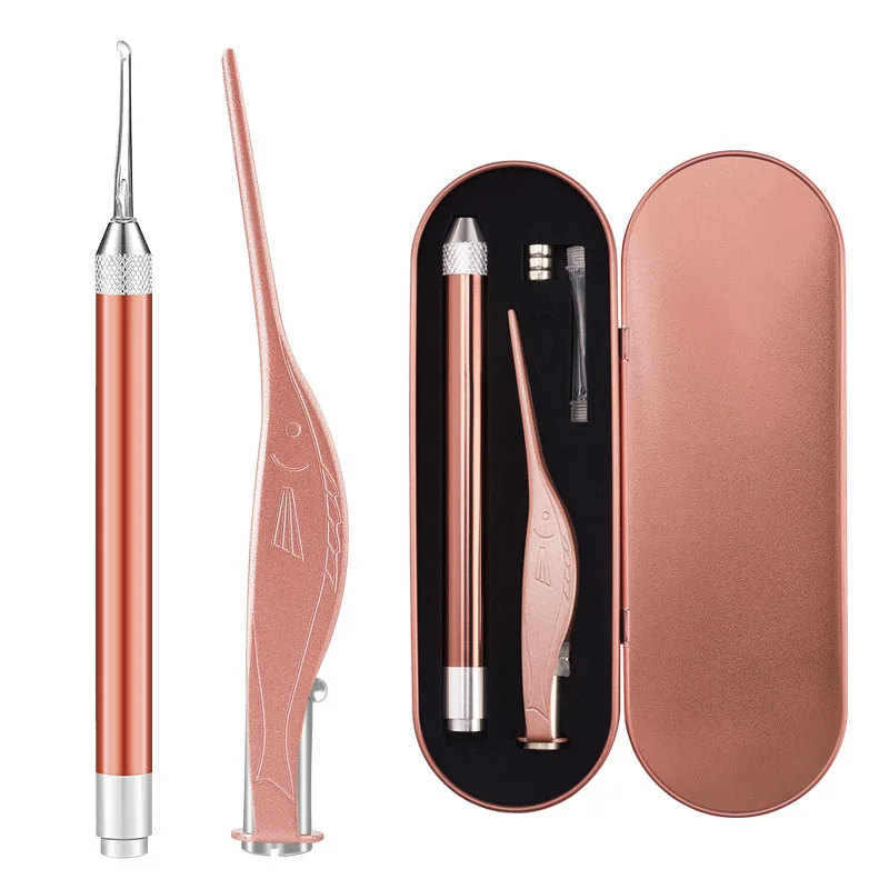 Rose Gold(boxpacked) 1 шт.(в коробке) Люминесцентные щипцы для копания ушей+ люминесцентные наушники чистые уши, Электрический фонарь для копания ушей - Цвет: Rose Gold(boxpacked)