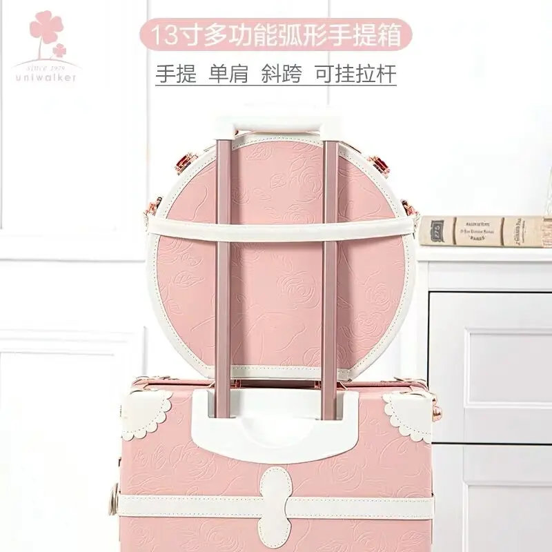 New Fashion Floral PU Travel Bag Rolling Luggage sets 13"20"22"24"26" inch Women Retro Trolley Suitcase with Universal Wheels pu leather suitcase