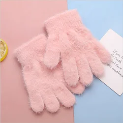 New plush knitted gloves for fall/Winter 2021 For men and women Solid fleece and thick children's gloves