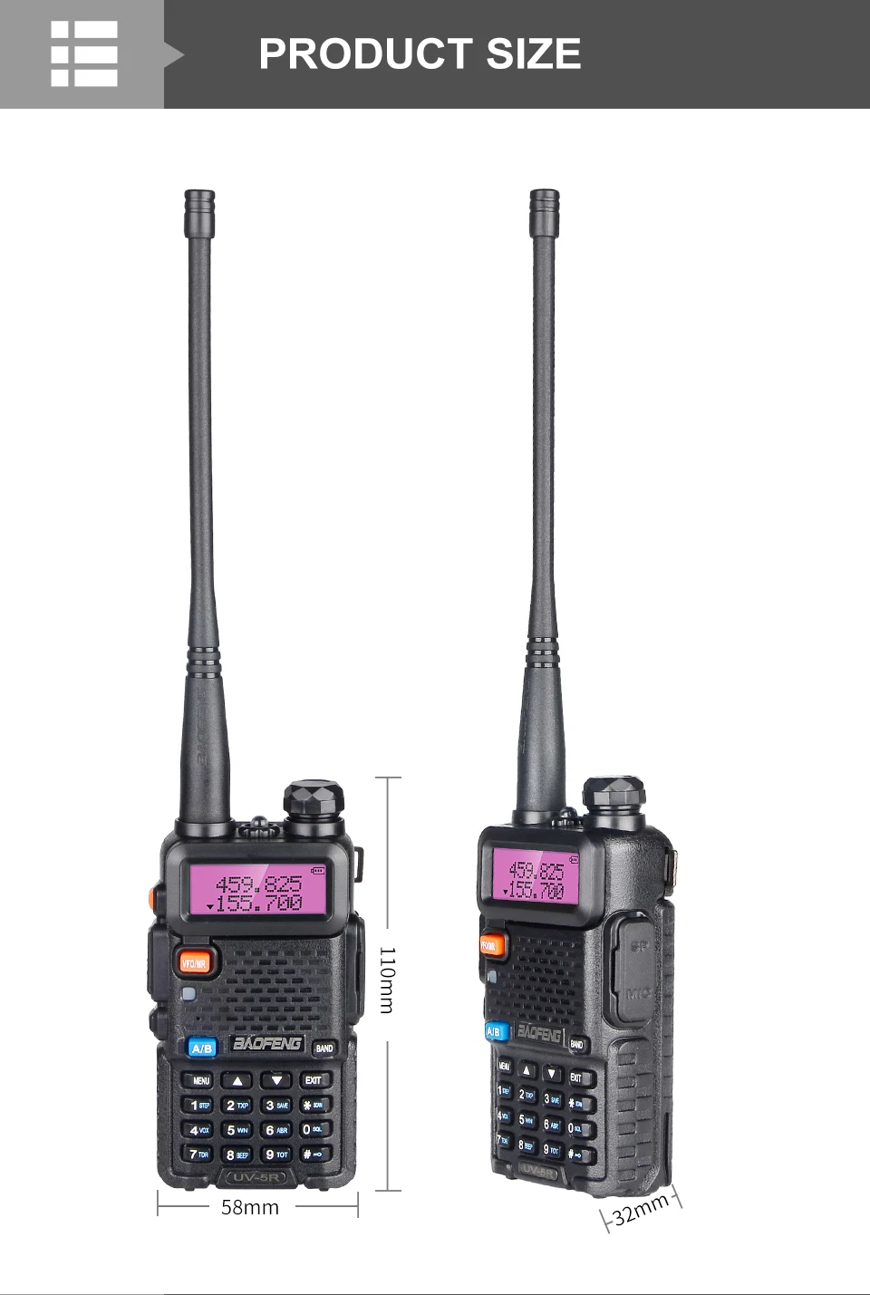 Baofeng UV-5R иди и болтай Walkie Talkie двухдиапазонный VHF/UHF приемно-передающая радиоустановка 10 км Охота сертификатом от сертификационной любительская радиостанция UV5R Портативный секс передатчик