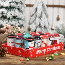 Рождественский подарочный контейнер для хранения тематические банки для конфет и печенья подарок для дома декорация Рождественский подарок случайный узор жесть Empt