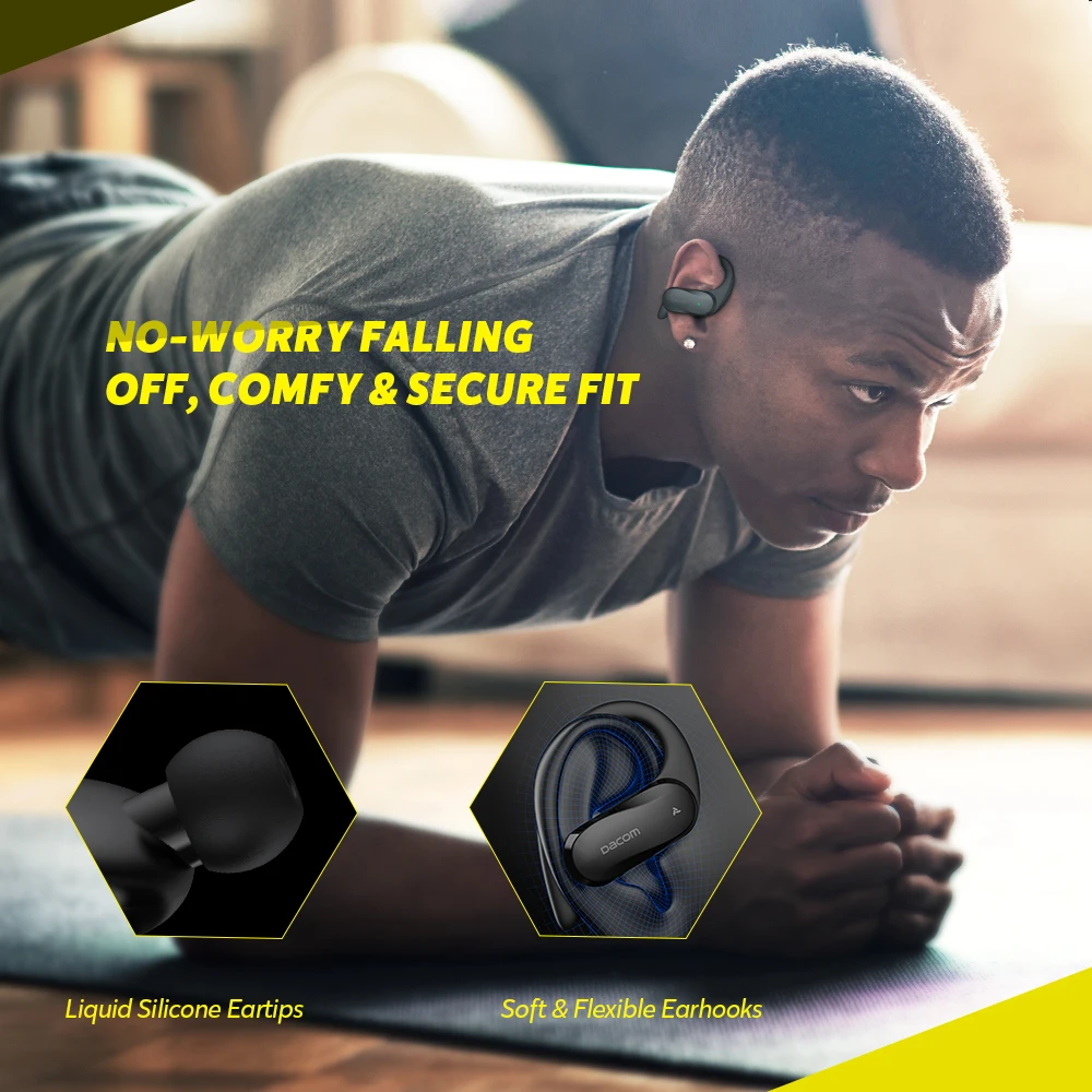 DACOM Athlete TWS Pro Bluetooth 5.0 Earphones Wireless HiFi Stereo Sport Bluetooth Headset for Xiaomi iPhone