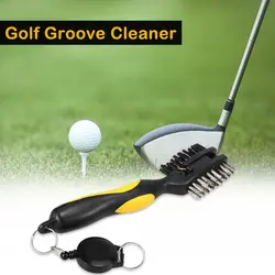3 в 1 Многофункциональный очиститель для гольфа с двойной щетиной щетка для чистки шипа щетка с выдвижным карабином на молнии