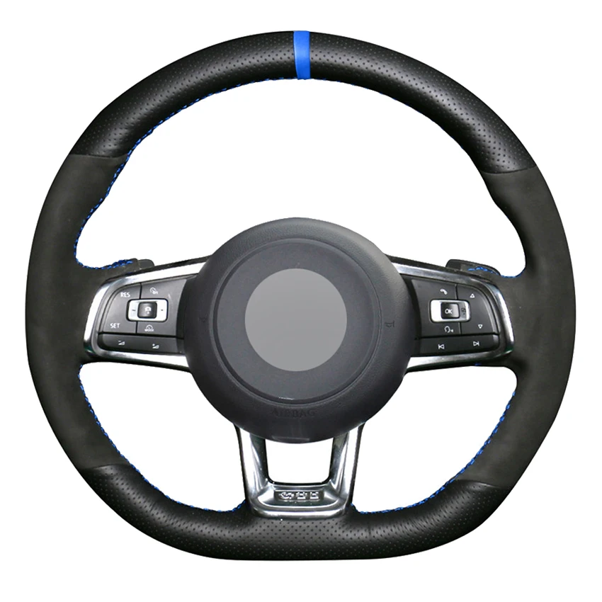 Coprivolante Per Auto In Vera Pelle Scamosciata Nera Per Volkswagen Golf 7 Gti Golf R Mk7 Vw Polo Gti Scirocco 2015 2016