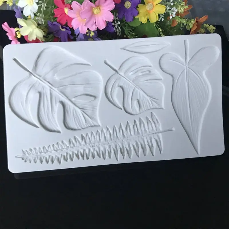 

Tropical Leaves Silicone Mould Turtle Leaf Fern Cake Border Fondant DIY Baby Birthday Cake Decorating Tool Chocolate Candy Mold