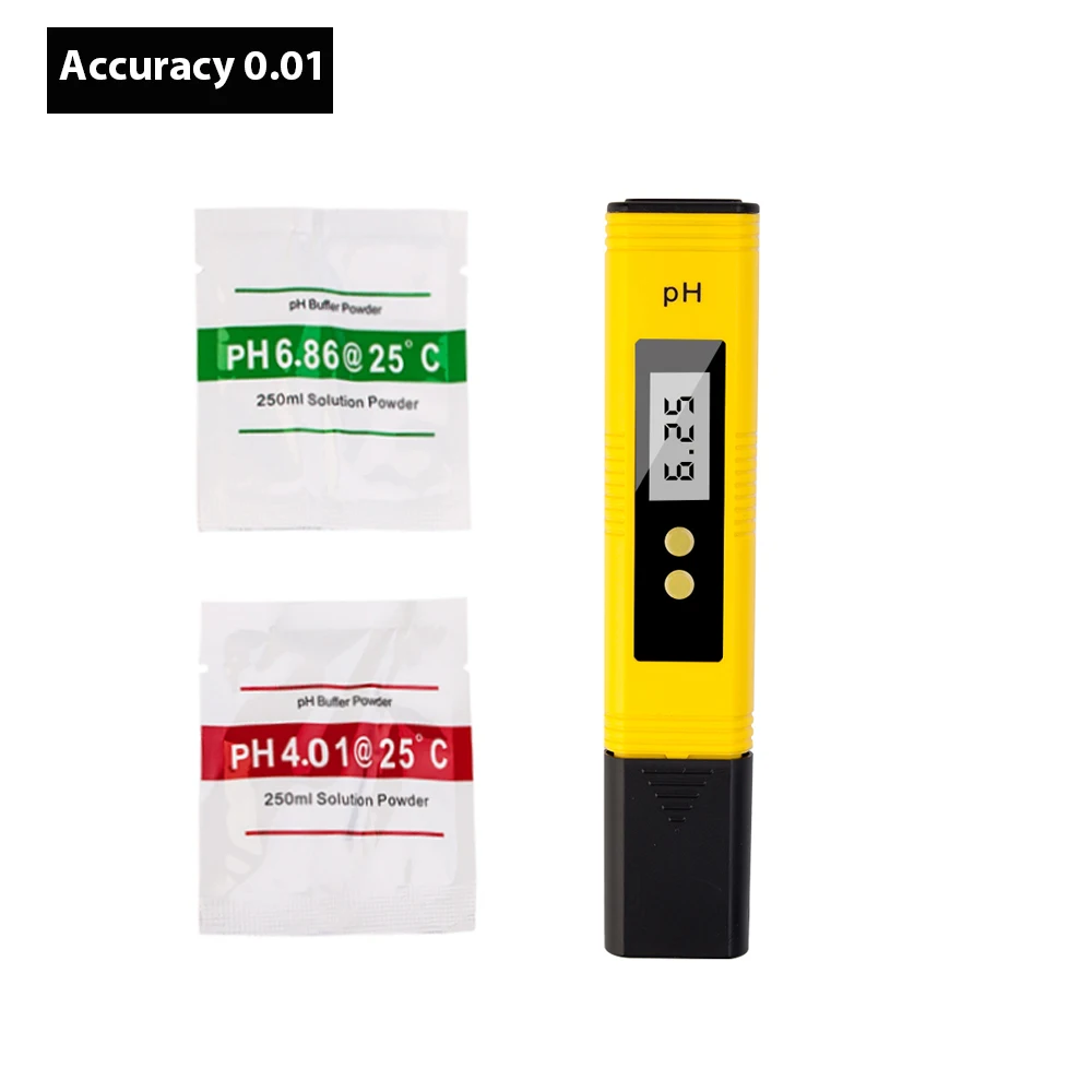 Yellow Accuracy 0.01 Цифровой ЖК-дисплей рН-метр ручка тестер Точность 0,01 высокая точность РН-кислотность метр качество воды вино мочи автоматическая калибровка - Цвет: Yellow Accuracy 0.01