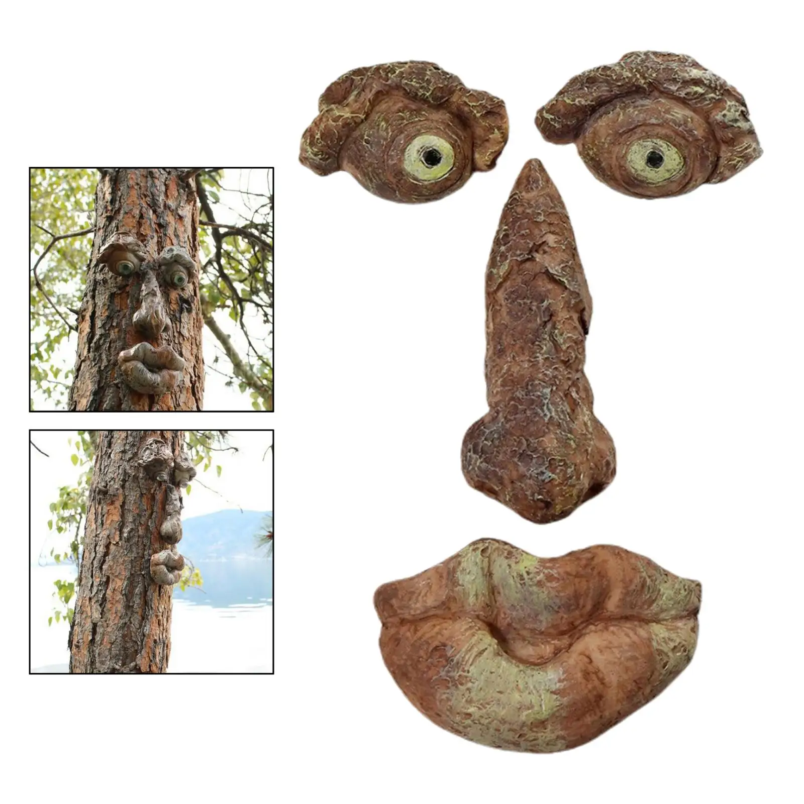 Tree Faces Decor Outdoor,Old Man Wild Bird Feeder Tree Hugger Statues in The Dark Eyes Garden Decor Yard Art