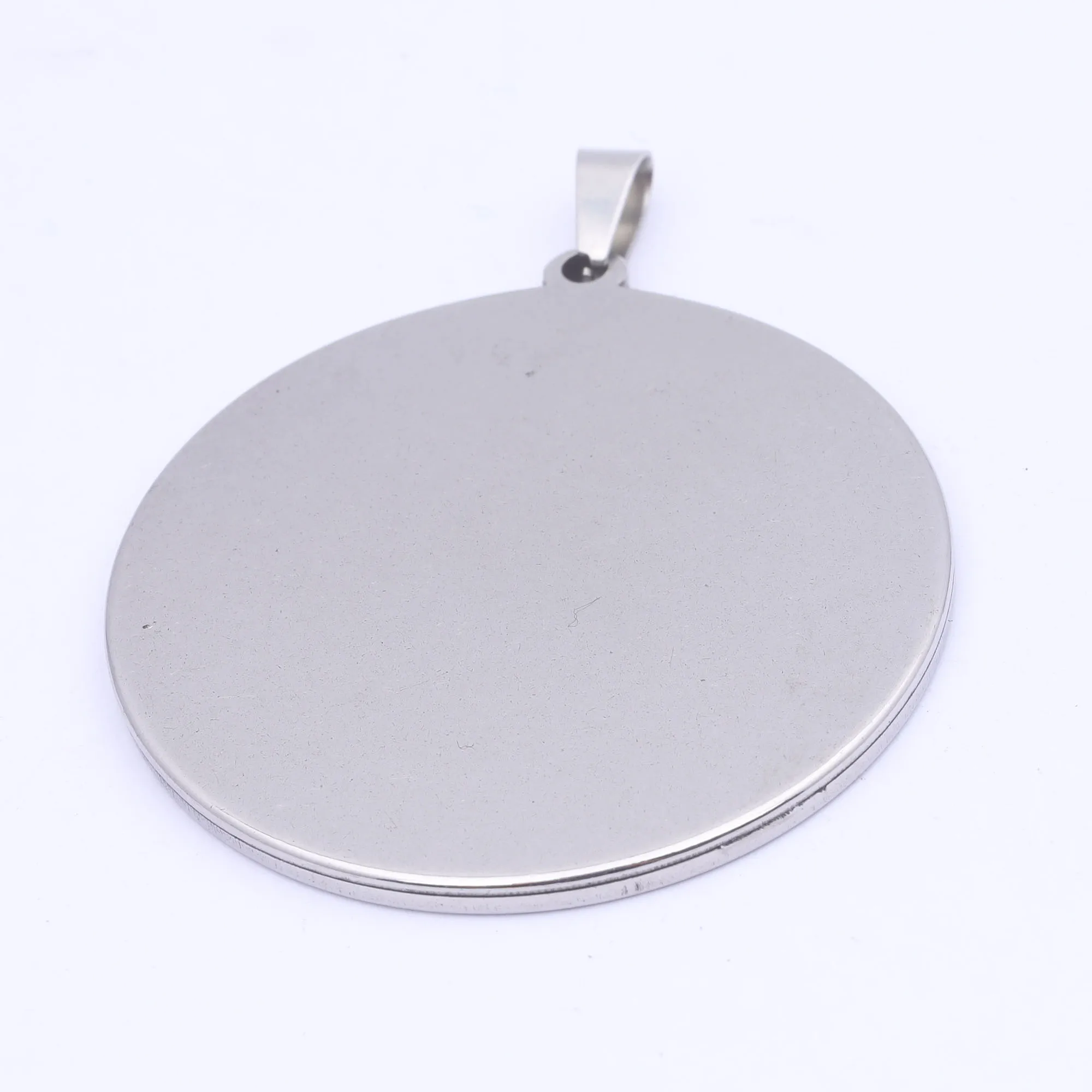 Reidgaller 스테인레스 스틸 빈 펜던트 카보숑 베이스 설정 DIY 쥬얼리 베젤 트레이, 목걸이 제작용, 직경 40mm, 5 개
