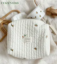 COZINESS bolsa con cierre bordado para mamá, bonito estampado de oso, Color cremoso, bolsa para mamá, bolsas para pañales para cochecito de bebé