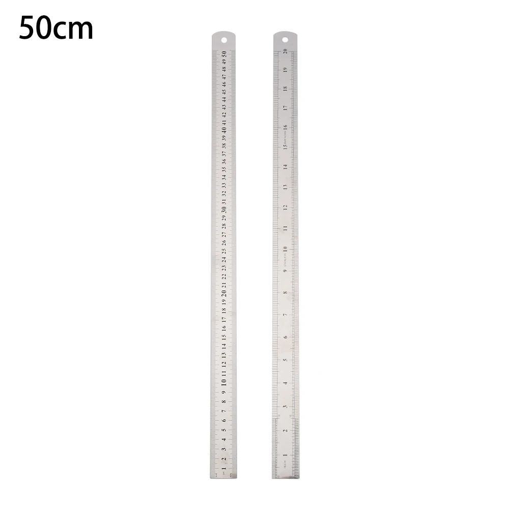 Precision Metal Measuring Tool Straight Ruler 30cm/50cm Metric Imperial Stainless Steel Double Sided DIY