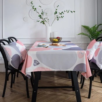 

Withme Tablecloth Rectangular Pink White tablecloth Geometric Cotton Linen tablecover Dustproof Washable mesa Table cloths cover