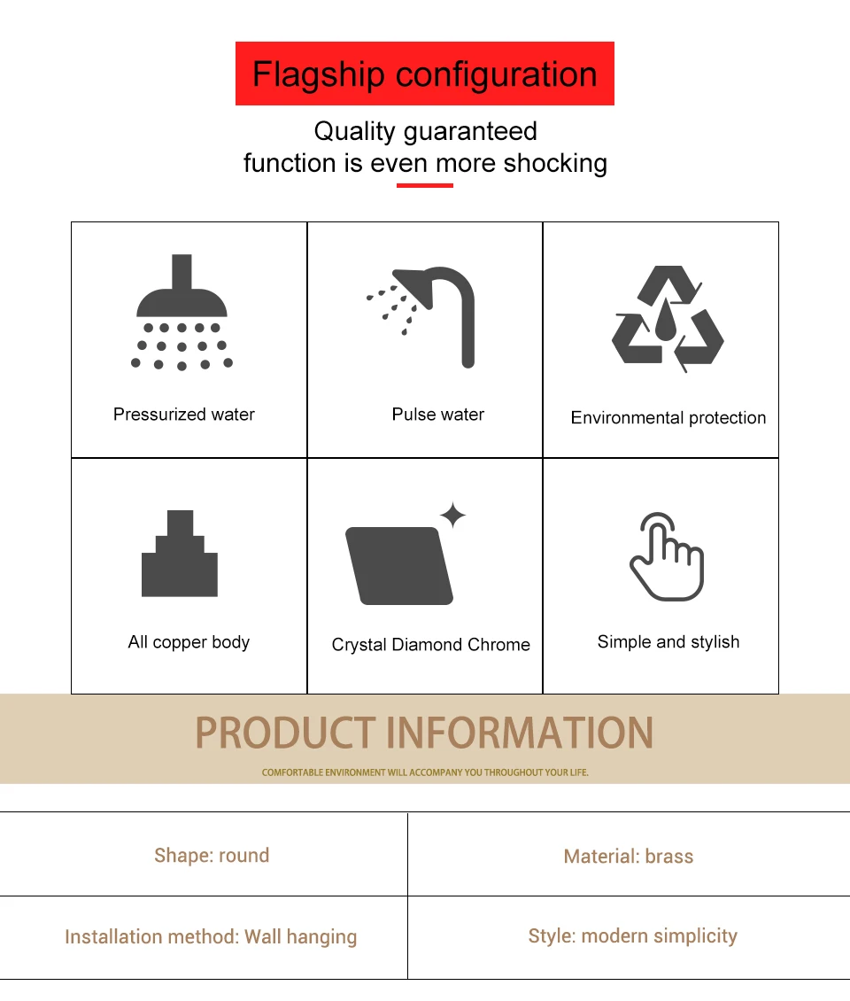 Direct sales Easy to install Brass Shower Arm Fixed Shower Head  Round Tube Chrome Finish Bathroom Faucet Accessories