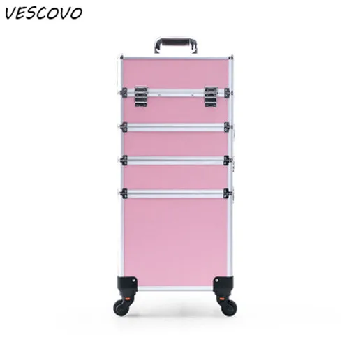 4 layer VESCOVO, многослойный профессиональный косметический чехол на колесиках, портативный, для макияжа, женский, для нейл-арта, тату, для красоты, для путешествий, чехол на колесиках - Цвет: 4 layer