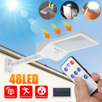 

Dimmable Remote Control 48LEDs Solar Light PIR Motion Sensor IP65 Outdoor Solar Wall Street Light Waterproof Lamp