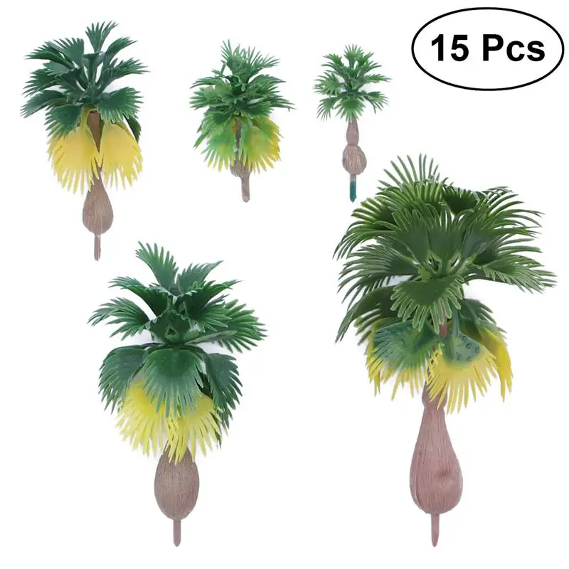 Model Train Palm Trees 15pcs for Railroad Architecture Diorama,miniature tree ornament,model tree ornament